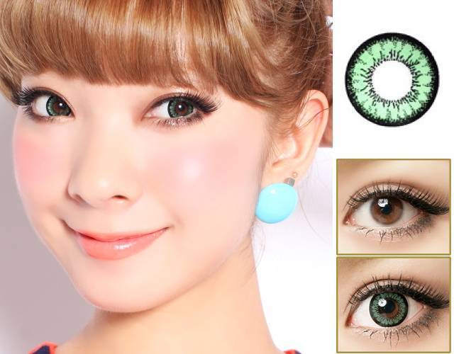 GREEN CONTACTS - COLORED CONTACTS GEO SUPER ANGEL GREEN - Lens Beauty Queen